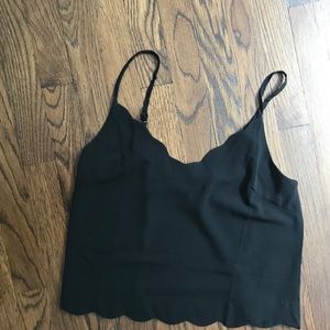 LUSH scalloped black tank top